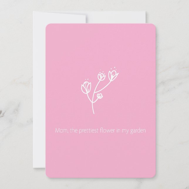 Mamma den vackraste blomman (Vit typografi) Julkort (Framsida)