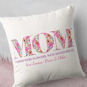 Mamma Dikt om Mammor vore Flowers Rosa Blommigt Br Kudde