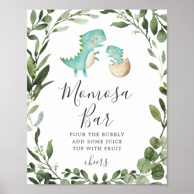 Mamma Dinosaur Baby Shower Mimosa Pub-tecken Poster (Framsidan)