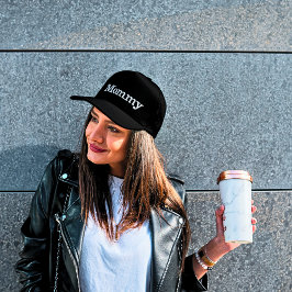 Mamma Distress Black Embroired Baseball Cap Broderad Keps