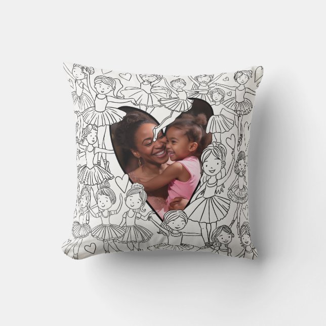 Mamma dotter Ballerina Färg i Photo Cushion Kudde (Framsida)
