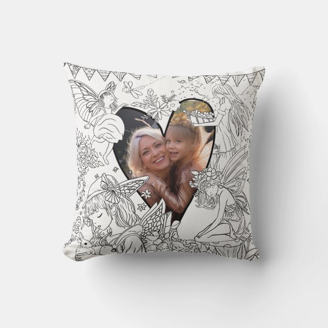Mamma-dotter| Fairy Färg i Photo Cushion Kudde (Framsida)