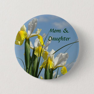 Mamma & Dotter knapp Gula Vita Iris Blommor