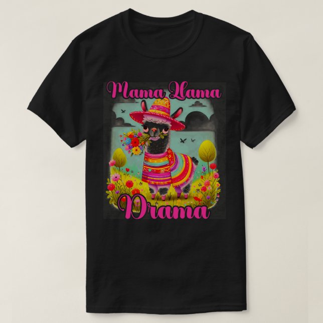 Mamma Drama Llama Alpaca med solglasögon Llama Kär T Shirt (Design framsida)