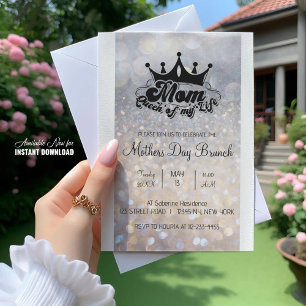MAMMA drottning av min livstid Glitter Brunch-inbj Inbjudningar