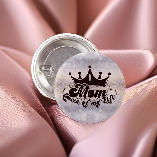 MAMMA drottning av mitt liv Elegant Glitter Button Knapp (Skapare uppladdad)