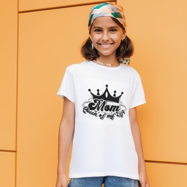 MAMMA drottning av mitt liv Flickor vit T-Shirt (Skapare uppladdad)