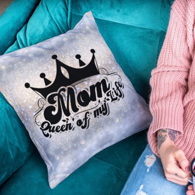 MAMMA drottning av mitt liv Glitter Dekorativ kudd Kudde (Skapare uppladdad)