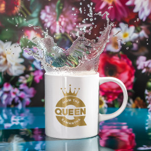 Mamma Drottningen Guld Kreativ Typografi Kaffemugg