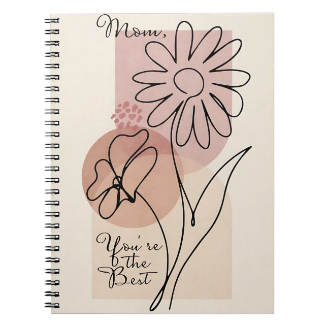 Mamma, du är bäst | Blommig linje Anteckningsbok (Framsidan)