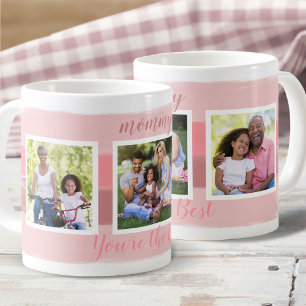 Mamma Du är den bästa - 3 Photo Rosa Push Stroke Kaffemugg