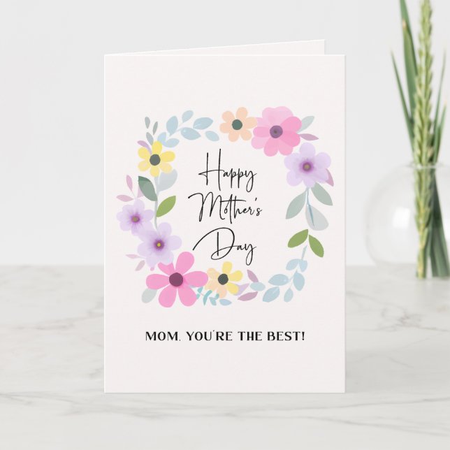 Mamma Du är den bästa Söt akvarell blomsterkrans  Kort (Framsida)