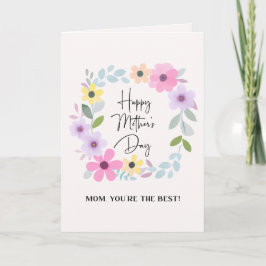 Mamma du är den bästa söta akvarell blomsterkrans kort