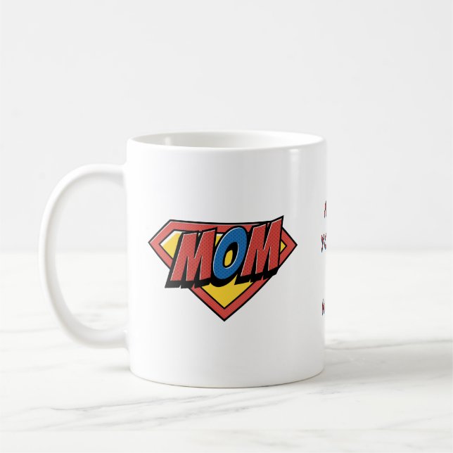 Mamma du är min hjälte Personlig kaffemugg (Vänster)
