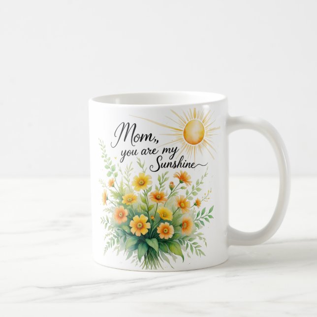Mamma, du är min solsken | Blommigtens vattenfärg Kaffemugg (Höger)