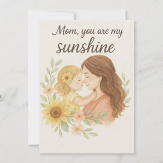 Mamma, du är min solsken - vattenfärgen Mors dag Tack Kort