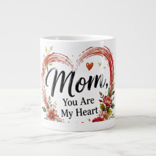 Mamma Du Är Mitt Hjärta Blommigt Hjärta Jumbo Mugg
