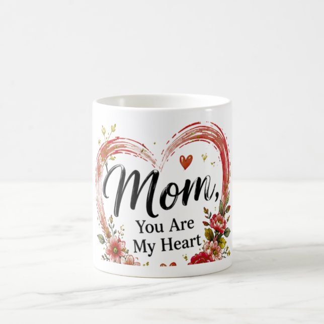 Mamma Du Är Mitt Hjärta Blommigt Hjärta Kaffemugg (Center)