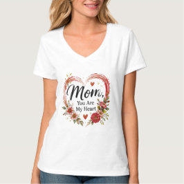 Mamma Du Är Mitt Hjärta Blommigt Hjärta T Shirt