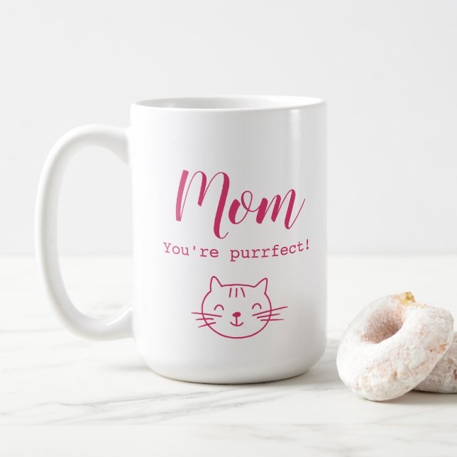 "Mamma, du är perfekt", gullig kattälskare Kaffemugg (Med munk)
