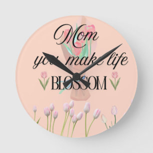 Mamma Du Får Livet Att Blomma Mors Dagscadeau, Rund Klocka