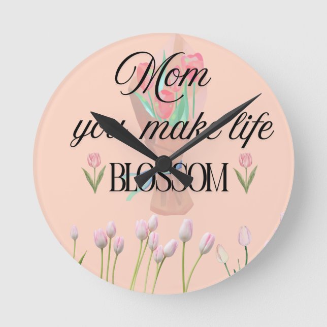 Mamma Du Får Livet Att Blomma Mors Dagscadeau,  Rund Klocka (Framsida)