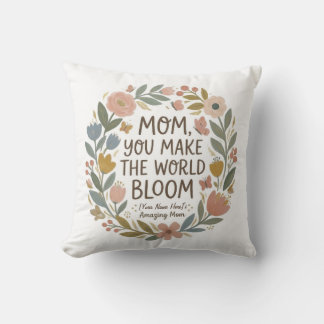 Mamma, du får världen att blomma" Boho blomsterkra Kudde