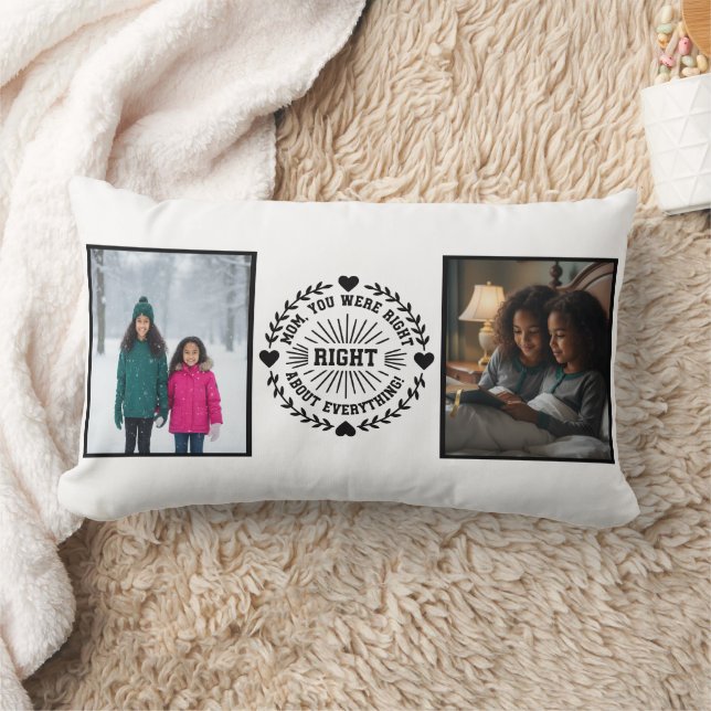 Mamma, du hade rätt Två Foto Modernt Minne Lumbarkudde (Filt)