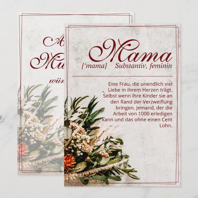 Mamma - einfach unersetzlich - Bouquet (Fram/baksida)