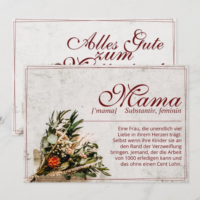 Mamma - einfach unersetzlich - Bouquet (Fram/baksida)
