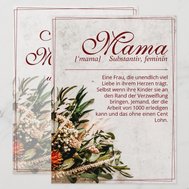 Mamma - einfach unersetzlich - Bouquet (Fram/baksida)