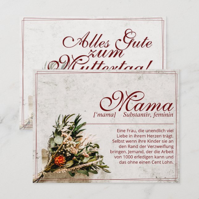Mamma - einfach unersetzlich - Bouquet (Fram/baksida)