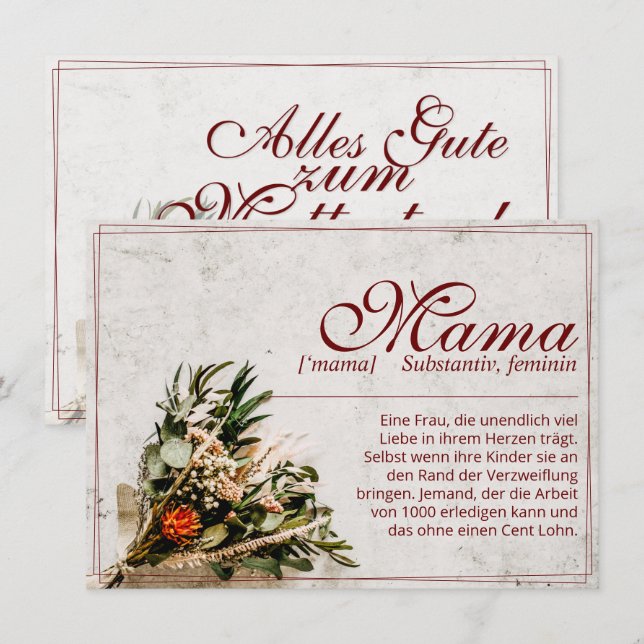 Mamma - einfach unersetzlich - Bouquet (Fram/baksida)