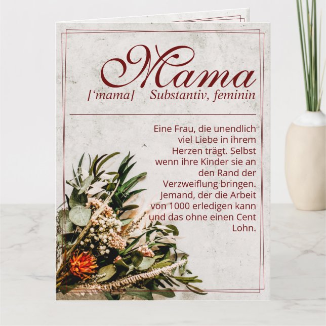 Mamma - einfach unersetzlich - Bouquet Kort (Framsida)