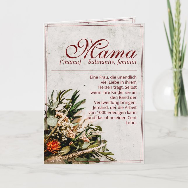 Mamma - einfach unersetzlich - Bouquet Kort (Framsida)