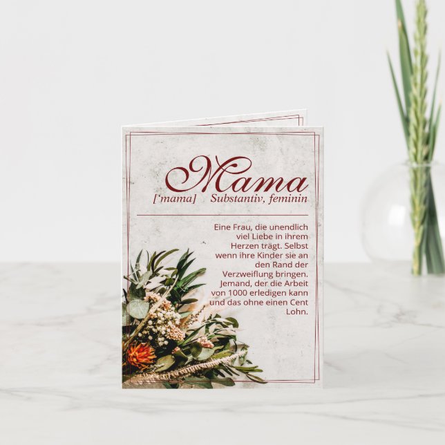 Mamma - einfach unersetzlich - Bouquet Kort (Framsida)