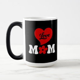 Mamma elegant svart & vit söt röd hjärta magisk mugg