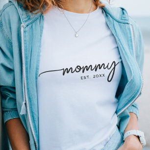 Mamma Elegant Typografi Anpassad Datum Gåva till M T Shirt