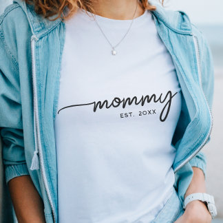 Mamma Elegant Typografi Anpassad Datum Gåva till M T Shirt