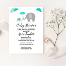 Mamma Elephant med Clouds Baby Shower