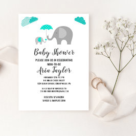 Mamma Elephant med Clouds Baby Shower Inbjudningar