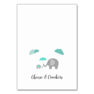 Mamma Elephant med moln Buffet Food Labels Bordsnummer