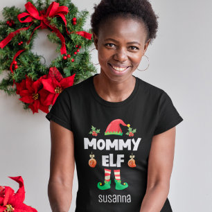 Mamma elf-familjens matchande julomsutrustning i n t shirt