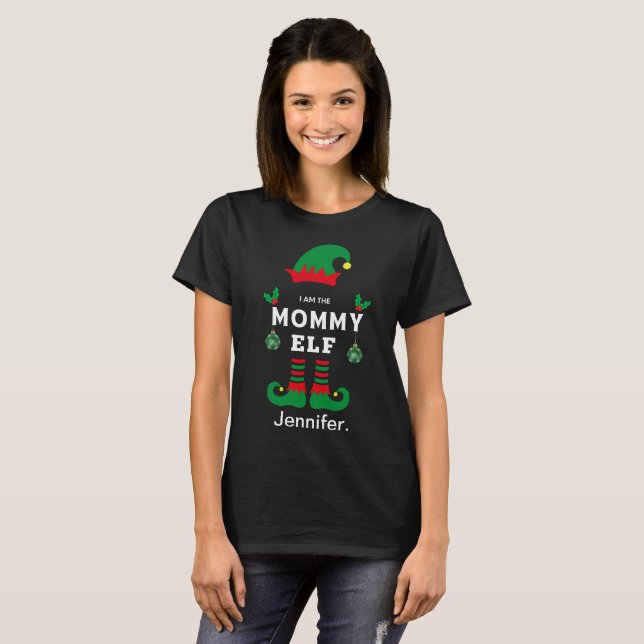 Mamma elf-familjens matchningskristmas-utrustning  t shirt (Hel framsida)