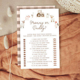 Mamma eller Boskap Baby Shower-spel