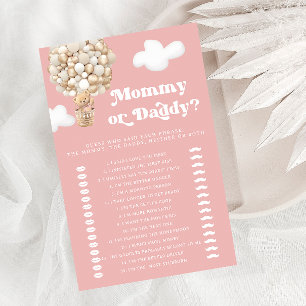 Mamma eller Nalle Rosa Baby Shower Game