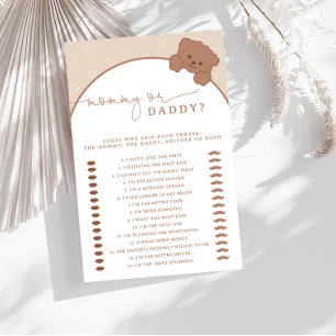 Mamma eller Nalle Rosa Baby Shower Game