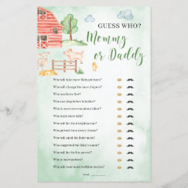 Mamma eller Pappa Baby Shower-spel boskap