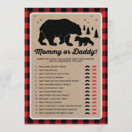 Mamma eller pappa| Bear Lumberjack Baby Showame Inbjudningar