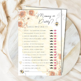 Mamma eller pappa Bee Honung Boho Baby Shower Game
